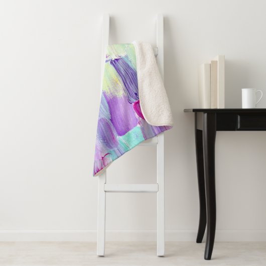 Couverture Sherpa Arrière - plan d'art Abstrait peint à la main (En situation)