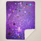 Couverture Sherpa Arrière - plan de feuille violet avec étoiles (Devant)