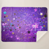 Couverture Sherpa Arrière - plan de feuille violet avec étoiles (Devant (Horizontal))