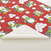 Couverture Sherpa Arrière - plan de pingouins de Noël (3/4)