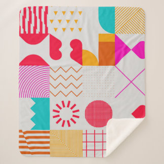 Couverture Sherpa arrière - plan géométrique tendance des années 80-