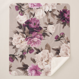 Couverture Sherpa Arrière - plan léger rose : Aquarelle Vintage