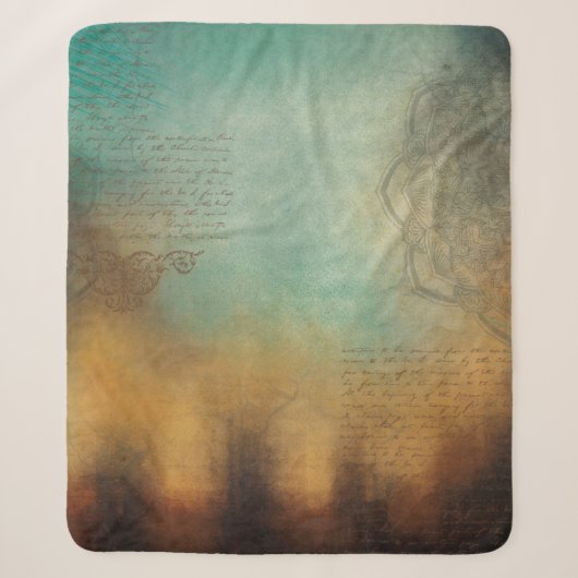 Couverture Sherpa Arrière - plan mandala grunge texte (Devant)
