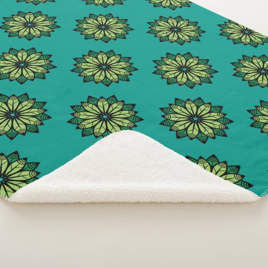 Couverture Sherpa Arrière - plan motif sans couture à feuilles verte (3/4)