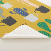 Couverture Sherpa Arrière - plan motif sans couture Cactus. Col tiré (3/4)