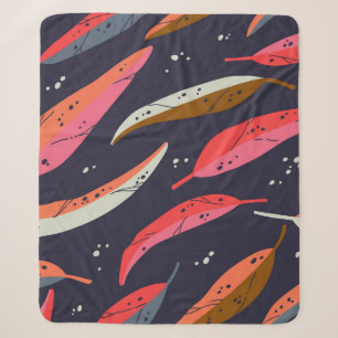 Couverture Sherpa arrière - plan motif vintage feuille automne sans