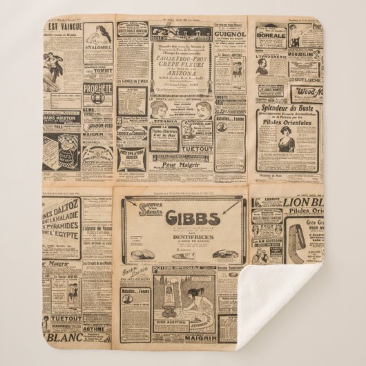 Couverture Sherpa Arrière - plan papier usagé. Page de journal ancie (Devant)