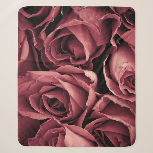 Couverture Sherpa Arrière - plan Rose Vintage romantique (Devant)