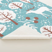 Couverture Sherpa Arrière - plan sans joint avec cerf pour l'hiver e (3/4)