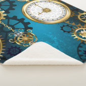 Couverture Sherpa Arrière - plan turquoise à vapeur avec engrenages (3/4)
