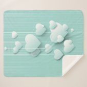 Couverture Sherpa Arrière - plan vert clair avec coeur blanc 3D (Devant (Horizontal))