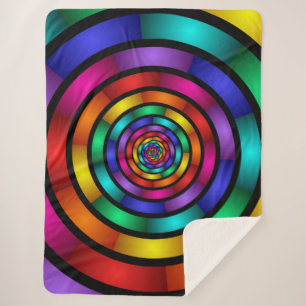 Couverture Sherpa Arrondi et psychédélique coloré Art moderne fracta