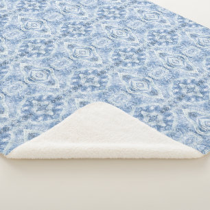 Couverture Sherpa Art abstrait aquarelle bleu ombré