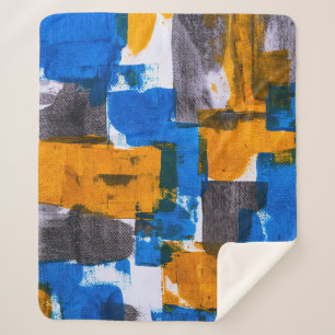 Couverture Sherpa Art abstrait bleu, orange et gris