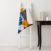 Couverture Sherpa Art abstrait bleu, orange et gris (En situation)