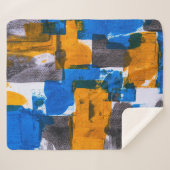 Couverture Sherpa Art abstrait bleu, orange et gris (Devant (Horizontal))