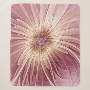 Couverture Sherpa Art Abstrait Fractal Fleur & Tons de Bourgogne