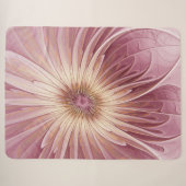 Couverture Sherpa Art Abstrait Fractal Fleur & Tons de Bourgogne (Devant (Horizontal))