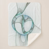 Couverture Sherpa Art Abstrait moderne Fractal Bleu Turquoise Gris (Devant)