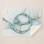 Couverture Sherpa Art Abstrait moderne Fractal Bleu Turquoise Gris (Devant (Horizontal))