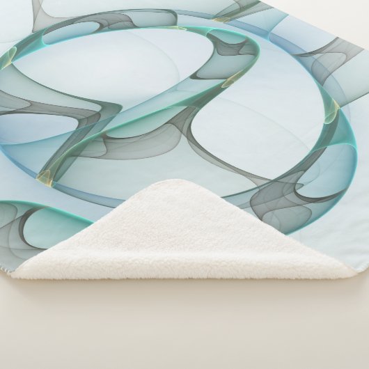 Couverture Sherpa Art Abstrait moderne Fractal Bleu Turquoise Gris (3/4)