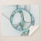 Couverture Sherpa Art Abstrait moderne Fractal Bleu Turquoise Gris (Devant (Horizontal))