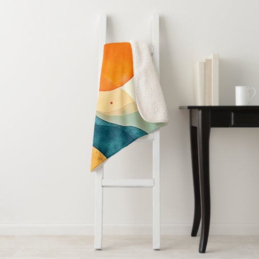 Couverture Sherpa Art Abstrait Sunset Waves (En situation)