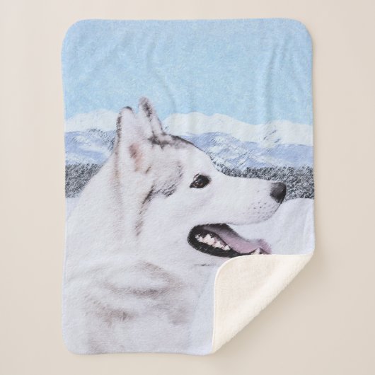 Couverture Sherpa Art de chien de peinture de chien de traîneau (Devant)