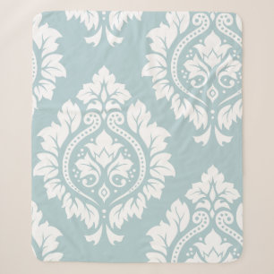 Couverture Sherpa Art de Damas décoratif I Blanc sur bleu œuf de can