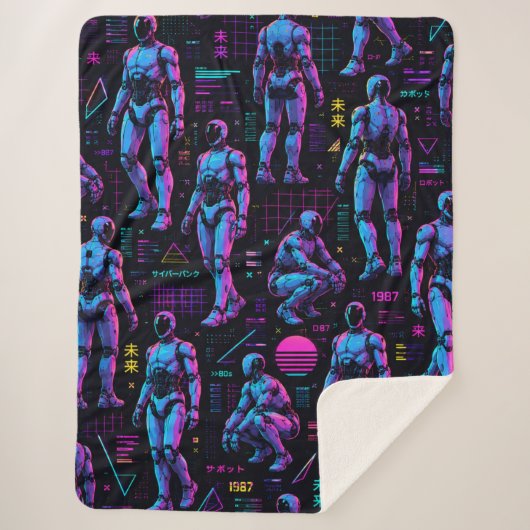 Couverture Sherpa Art de robot humanoïde futuriste | Android de scie (Devant)