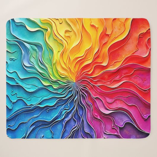 Couverture Sherpa Art de tourbillon arc-en-ciel texturé (Devant (Horizontal))