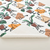 Couverture Sherpa Art de trait dessin chats et fleurs (3/4)