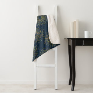Couverture Sherpa Art Déco Alabere Médaillon Bleu de Minuit