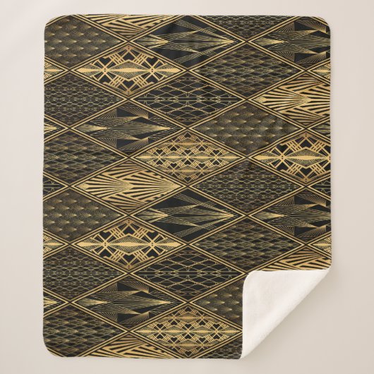 Couverture Sherpa Art Déco Black Gold Elegance (Devant)