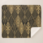 Couverture Sherpa Art Déco Black Gold Elegance (Devant (Horizontal))