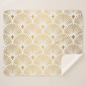 Couverture Sherpa Art Déco : Elégance Gold-White. (Devant (Horizontal))