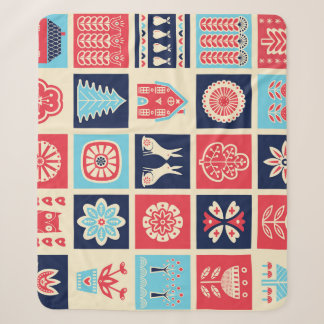 Couverture Sherpa Art folklorique scandinave : vintage floral.