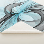 Couverture Sherpa Art fractal moderne gris anthracite abstrait bleu (3/4)