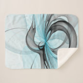 Couverture Sherpa Art fractal moderne gris anthracite abstrait bleu (Devant (Horizontal))