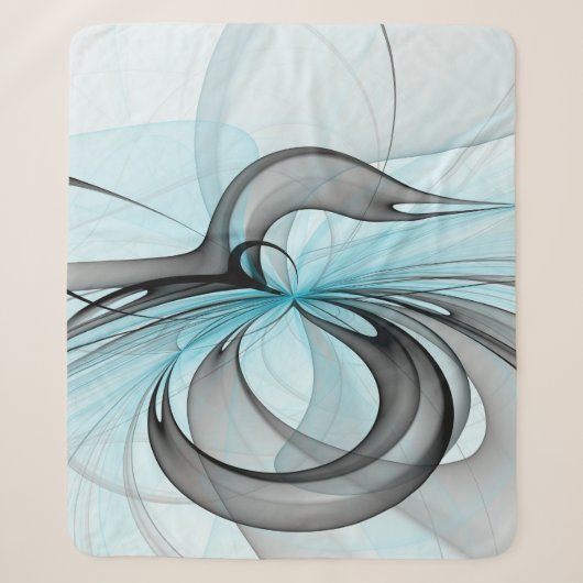Couverture Sherpa Art fractal moderne gris anthracite abstrait bleu (Devant)