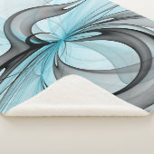Couverture Sherpa Art fractal moderne gris anthracite abstrait bleu (3/4)