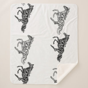 Couverture Sherpa Art graphique Design moderne Horse noir blanc logo