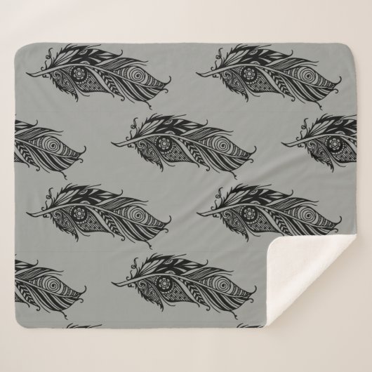 Couverture Sherpa Art Graphique Plumes modernes Art tribal (Devant (Horizontal))