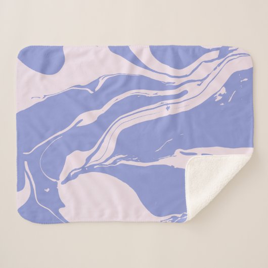 Couverture Sherpa Art marbré Abstrait en lavande et en bleu (Devant (Horizontal))