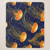 Couverture Sherpa Art Motif de méduse orange (Devant)