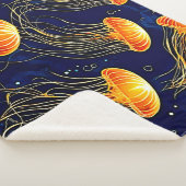 Couverture Sherpa Art Motif de méduse orange (3/4)