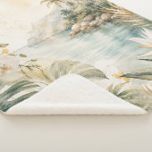 Couverture Sherpa Art mural aquarelle tropical luxueux côtier | (3/4)