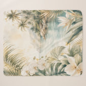 Couverture Sherpa Art mural aquarelle tropical luxueux côtier | (Devant (Horizontal))