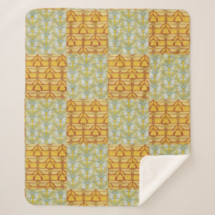 Couverture Sherpa Art Nouveau vintage de grille de motif de la natur