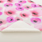 Couverture Sherpa Art numérique d'aquarelle rose Fleurs (3/4)